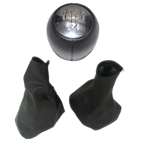 Chrome & Leather Car Shift Gear Knob Lever Gaitor Boot Cover Handbrake Boot Gaiter For Vauxhall Opel CORSA B 1993 -2000 C 01-04 ► Photo 1/6