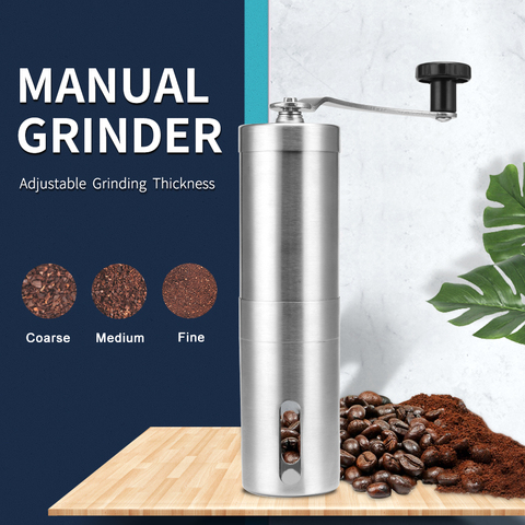 Silver Coffee Grinder Mini Stainless Steel Hand Manual Handmade Coffee Bean Burr Grinders Mill Kitchen Tool Grinders ► Photo 1/6