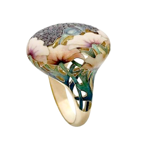 New fashion women hot-selling jewelry golden retro style hand-painted oil female ring ► Photo 1/6
