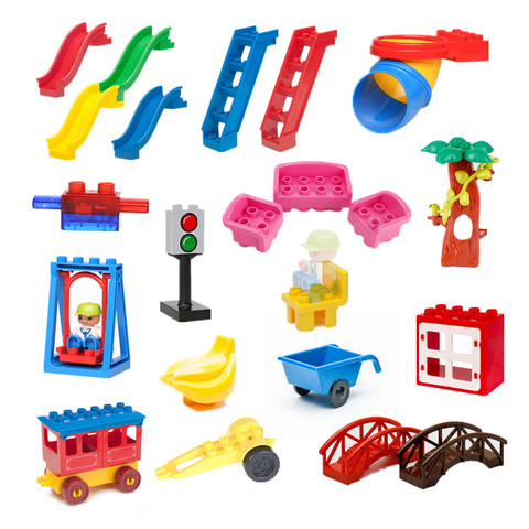 Building Blocks Accessory Baby Assembling Toys Slide Ladder Window Motorcycle Tree Baseplate Compatible Parts ► Photo 1/6