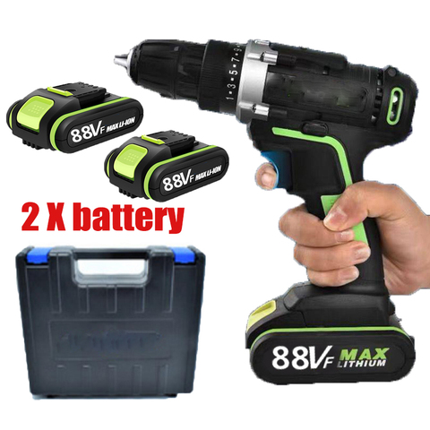 88VF MAX Cordless Drill 2 Batteries Electric Screwdriver 2 Speed Impact Drill Power Driver LED Light Electric Drill ► Photo 1/6