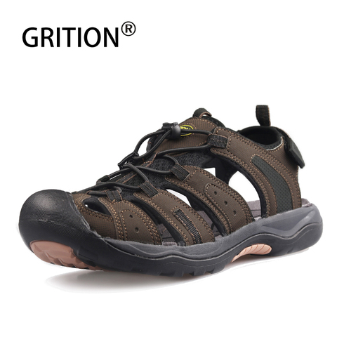 GRITION Men Beach Sandals Outdoor Summer Rubber Male Clogs Trekking Sport Hiking Sandals High Quality Shoes Protective Toecap ► Photo 1/1