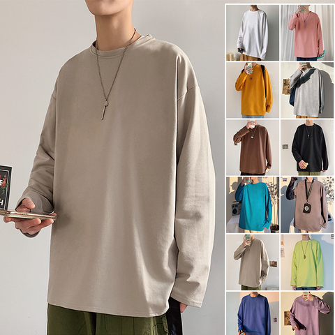 2022 Spring Autumn Long Sleeve T-shirts Men O-Neck Collar Long T Shirts Men Fashion Casual Comfortable Long T-Shirts Men ► Photo 1/6