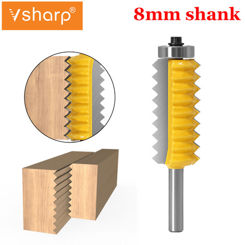 Vsharp 8mm Shank Tenon Woodwork Cone Tenoning Bit Finger Joint Glue Milling Cutter Raised panel V joint Router Bits for Wood ► Photo 1/6