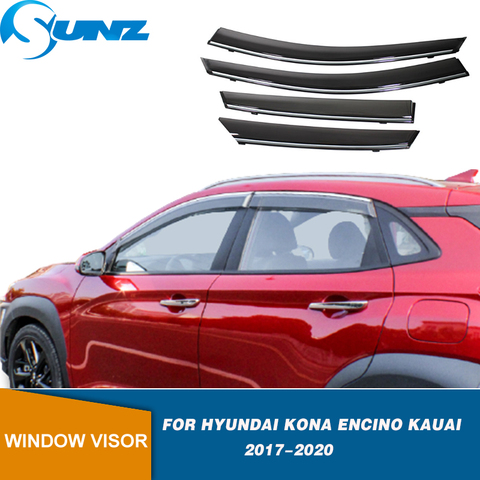 Side Window Deflectors For Hyundai Kona Encino Kauai 2017 2022 Black Window Visor Car Wind Shield Sun Rain Visors SUNZ ► Photo 1/6