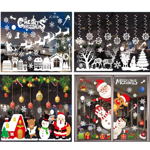 Merry Christmas Wall Stickers Window Glass Stickers Christmas Decorations For Home 2022 Navidad Ornaments Xmas New Year 2022 ► Photo 1/6