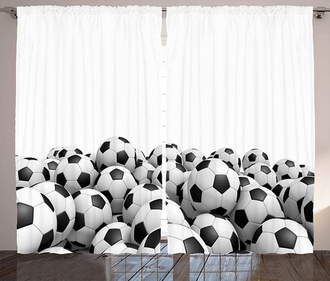 Sports Curtains Illustration of Soccer Ball Championship Tournament Victory Theme Stadium Team Play Living Room Bedroom Window ► Photo 1/4