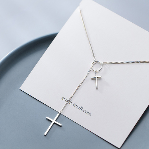 Fashion Simple Cross Long Chain Pendant Necklace Fashion Sweater Chain Necklace Jewelry For Women Accessories S-N552 ► Photo 1/5