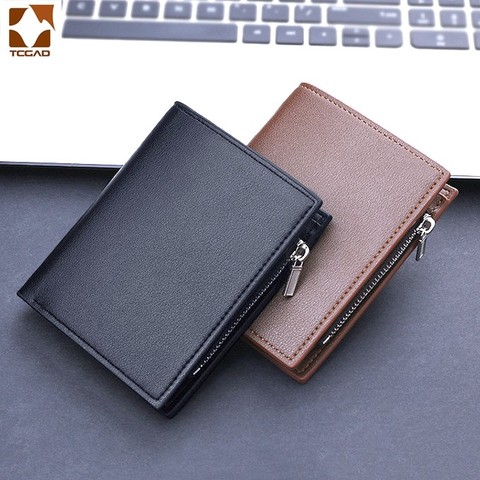 Men's Wallet Leather Three Fold Short Purse For Men Mini Wallet Portafoglio Uomo Zipper Coin Purse Man Money Soft Card New 2022 ► Photo 1/6