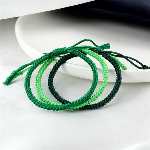 Green Thread Braided Bracelet for Men Women Handwoven Lucky Rope Layers Wrap Bracelets Bangles Prayer Wristband Unisex Jewelry ► Photo 1/6