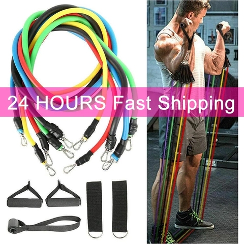 11pcs Crossfit Resistance Bands Tube Set Stretch Training Rubber Expander Tubes Pilates Fitness Gum Elastic Pull Rope Equipment ► Photo 1/1