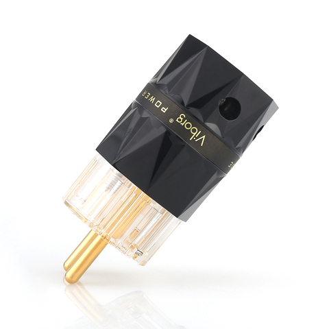 Viborg VE503G Transparent 99.99% Pure Copper Gold Plated EUR Schuko Hifi Audio Power Cord Cable Power Plug ► Photo 1/5