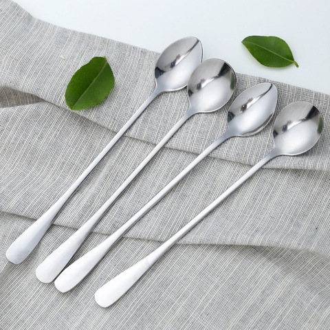 Stainless Steel Coffee Spoon Long Handle  Ice Cream Dessert Tea Spoon For Picnic Drinkware Tableware Kitchen Accessories ► Photo 1/6