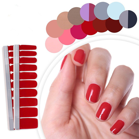 22 Colors Pure Colors Full Cover Self Adhesive Stickers Polish Foils Tips Wrap Solid Color Nail Manicure Gifts for Women Girl ► Photo 1/6