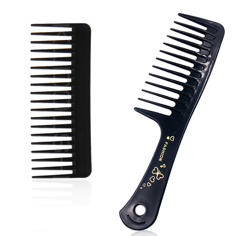 2 Types New Portable Black Wide Tooth Comb Black ABS Plastic Heat-resistant Large Wide Tooth Comb For Hair Styling Tool ► Photo 1/6