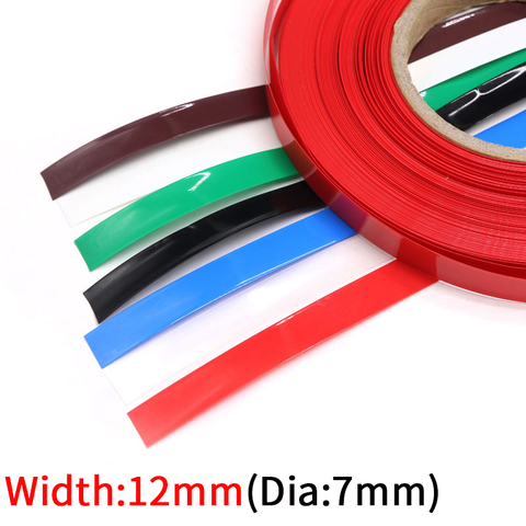 5M Dia 7mm PVC Heat Shrink Tube Width 12mm Lithium Battery Insulated Film Wrap Protection Case Pack Wire Cable Sleeve Colorful ► Photo 1/3