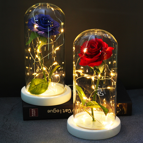 Artificial Flower Wedding Beauty and the Beast In Glass Dome Home Decor Dried Flower For Valentine Day Gifts for Christmas Party ► Photo 1/6