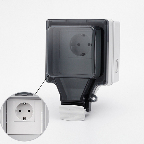 Weatherproof EU Standard  Socket Waterproof Outdoor Wall Power 16A IP66  Electrical Outlet Grounded AC 110~250V ► Photo 1/6