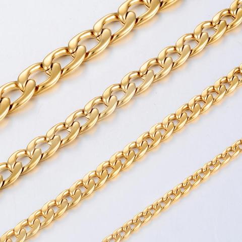 Width 3mm-/11.5mm Stainless Steel Gold Color Necklace High Quality Men Cuban Chain Necklace ► Photo 1/3