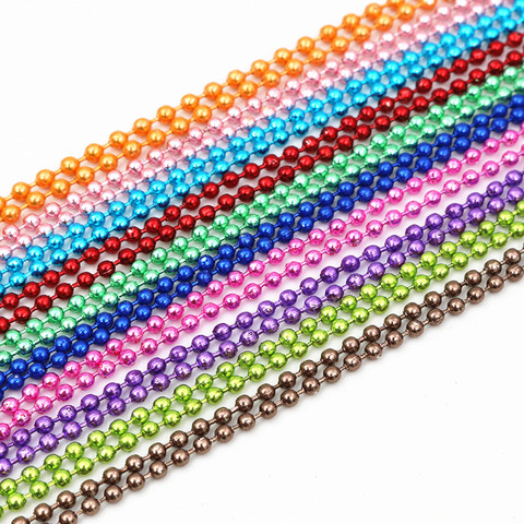 5pcs 1.5mm 2.0 2.4mm  Length 70cm (27.5 inch) 10 Colors Plated Ball Beads Chain Necklace Bead Connector For Charms Base and Tray ► Photo 1/6