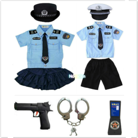 New Kids Child Cop Police Officer Uniform Halloween Police Costume Boys Girls Policeman Cosplay Police Suit With Handcuffs ► Photo 1/6