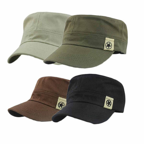 Fashion Cotton Military Hats For Men Women Adjustable Flat Cadet Patrol Caps Hot 