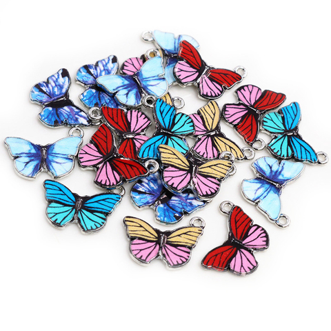 10pcs 19x16mm Butterfly Charms Alloy Metal Enamel Charm Pendant For Necklace Bracelet DIY Jewelry Making Accessories Findings ► Photo 1/6