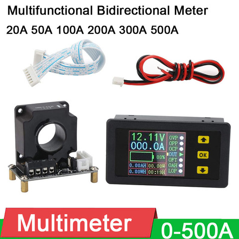 DC 90V 0-500A Lithium Battery Charge Discharge Monitor 100A 200A Ammeter Voltmeter Capacity Power Time Digital Voltage Current ► Photo 1/6