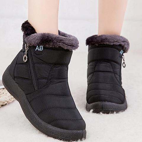 New Women Warm Shoes High Quality Zip Women Boots Solid Winter Ankle Boots For Women Ladies Shoes Waterproof Chaussure Femme ► Photo 1/6