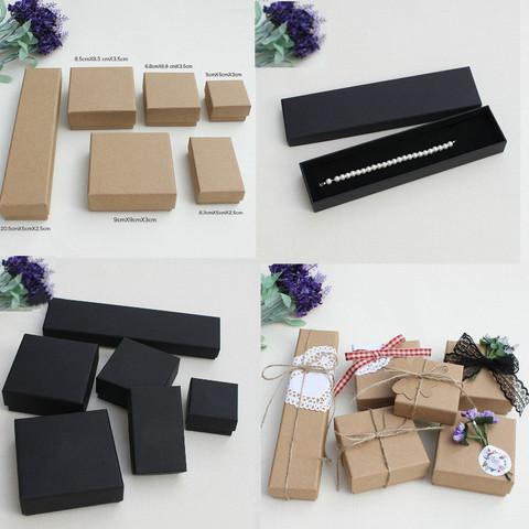 1 Pcs Jewelry Display Gifts Box Holder Black Khaki Kraft Paper Organizer Engagement Ring Jewelry Packaging Necklace Bracelet ► Photo 1/6