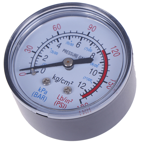 Bar Air Pressure Gauge 13mm 1/4 BSP Thread 0-180 PSI 0-12 Manometer Double Scale For Air Compressor ► Photo 1/6