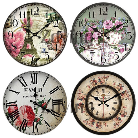 Zdying 2022 New Vintage Round Antique Wall Clock Flower Glass Cabochon Photo Dome Demo Flatback Base Making Jewelry Findings ► Photo 1/6