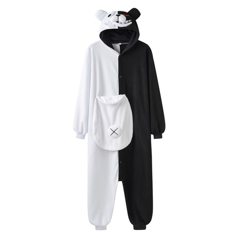 YESKIGU Monokuma Kigurumis Pajama Adult Onesie Anime Bear Jumpsuit Black White Animal Pajamas Women Halloween Party Suit Overall ► Photo 1/6