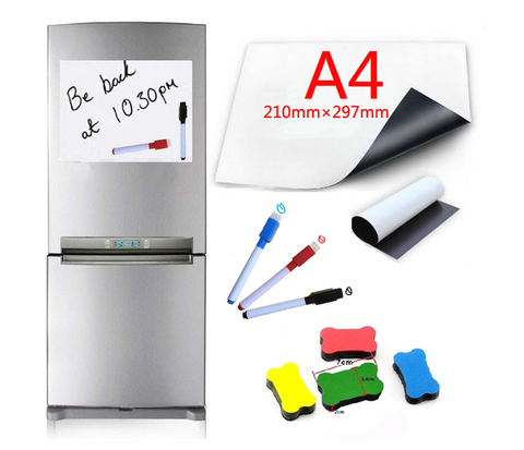 A4 Size Dry Wipe Magnetic Whiteboard Pens Vinyl Fridge White Board Refrigerator Magnet Note Flexible Remind Message Boards ► Photo 1/6