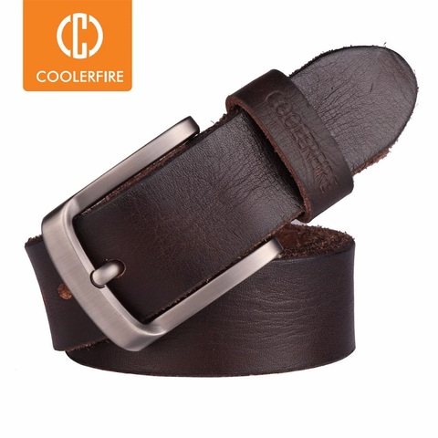 CCOOLERFIRE Men Belt Full Grain 100% Real Genuine Cowskin Top Layer Leather Soft Jeans Cowhide Belts For Men TM053 ► Photo 1/6