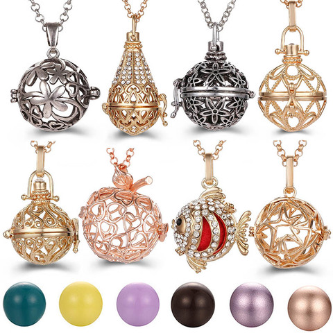 2022 Popular Multi Styles Hollow Vintage Necklace Jewelry Music Ball Pregnancy Bell Necklace Aroma Essential Oil Locket Pendant ► Photo 1/6