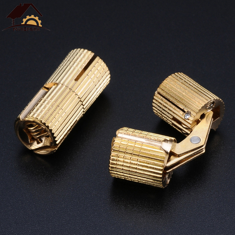 Myhomera Pure Copper Barrel Hinges Cylindrical Hidden Concealed Cabinet Invisible Brass Hinge Gift Box Mount Furniture Hardware ► Photo 1/6
