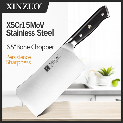 XINZUO 6.5‘’ inch Chopper Knife High Carbon X5Cr15Mov Steel Stainless Steel Knives Butcher Cleaver Meat Vegetables Ebony Handle ► Photo 1/6