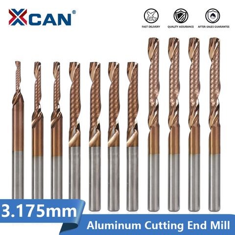 XCAN 1/8'' Shank 1 Flute End Mill TiCN Coating Spiral Milling Cutter For Aluminum Copper Cutting Carbide CNC Router Bit ► Photo 1/6