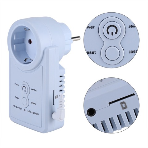 English Russian SMS Control Smart GSM Power Plug Socket Outlet Switch with Temperature Sensor Timing Control ► Photo 1/6