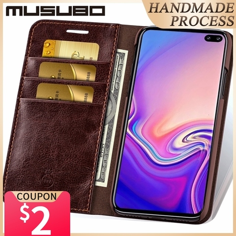 Musubo Business Luxury Case For Samsung Galaxy S20 S10 S10+ S10e Genuine Leather Flip Cases Cover for S9 Plus Funda Coque Capa ► Photo 1/6