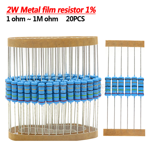 20pcs 2W Metal film resistor 1% 1R ~ 1M 2.2R 4.7R 10R 22R 47R 100R 220R 470R 1K 10K 100K 2.2 4.7 22 47 100 220 470 ohm ► Photo 1/5