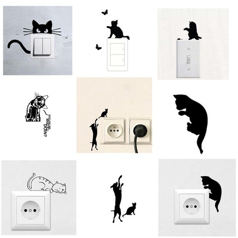 Cute Cat Wall Switch Sticker Home Decor Decal Home Decoration Sticker Wall Sticker Decal ► Photo 1/6
