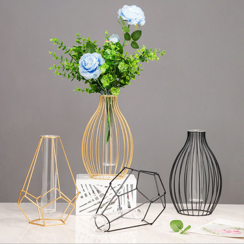 Iron Vase Dried Flower Racks Nordic Ornaments for Living Room Home Decor