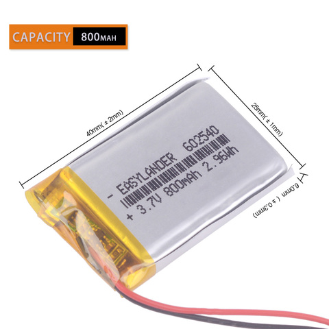 602540 3.7V 2.2wh 800mAh Rechargeable Li-Polymer Li-ion Battery For Mp3 Mp4 Mp5 DIY PAD DVD DVR E-book bluetooth headset 652540 ► Photo 1/4