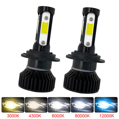 Muxall LED Mini Car Headlight 80W 16000LM 4 Side Chips Car Bulb H4 H11 H4 H7 9007 9005 9006 6000K Fog Lights for Auto Headlamp ► Photo 1/6