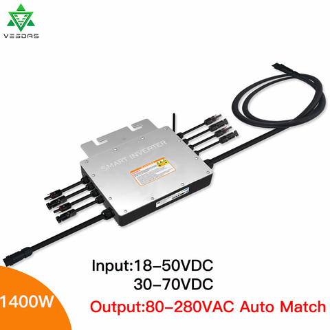 MPPT Solar Grid Tie Micro Inverter 1400W SG1400 Microinverter Micro Inversor Solar Pure Sine Wave Input 24/36V Output 110/220V ► Photo 1/6