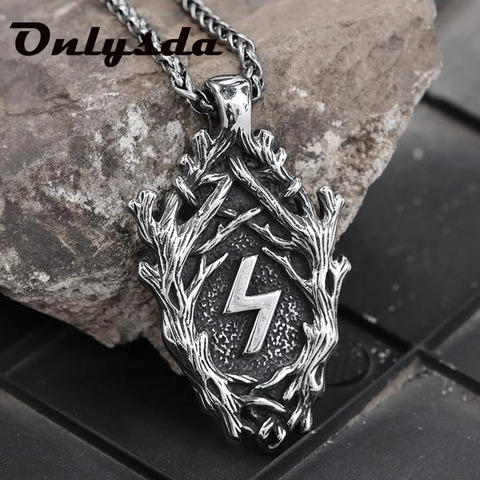 Lighting Branches Stainless Steel Pendant Necklace For Man Gothic Viking  Jewelry Retro BoyFriend Gift Dropshipping OSDZ113 ► Photo 1/1