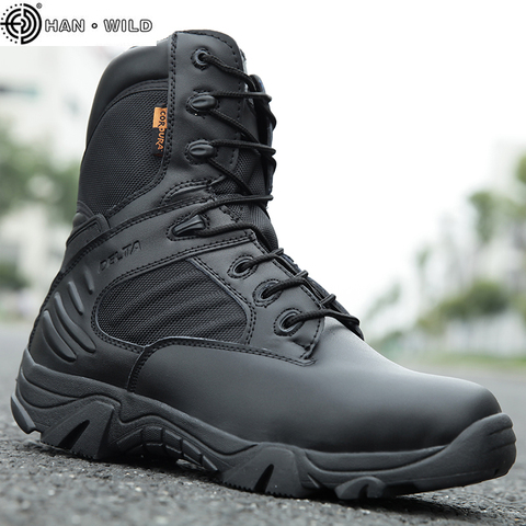 Military Tactical Mens Boots Special Force Leather Waterproof Desert Combat Ankle Boot Army Work Shoes Plus Size 39-47 ► Photo 1/6