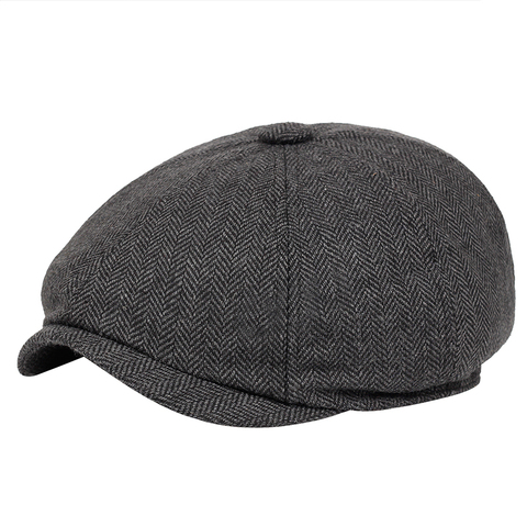 Men beret vintage Herringbone Gatsby Tweed peaky blinders hat Newsboy Beret Hat spring Flat Peaked Beret Hats ► Photo 1/6